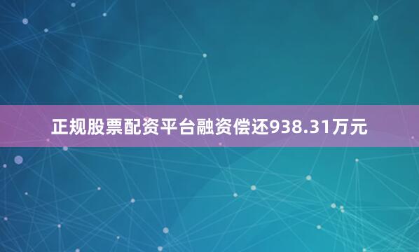 正规股票配资平台融资偿还938.31万元